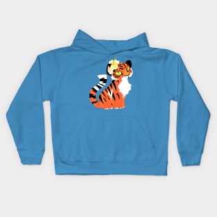 Tiger with a Flower Kids Hoodie